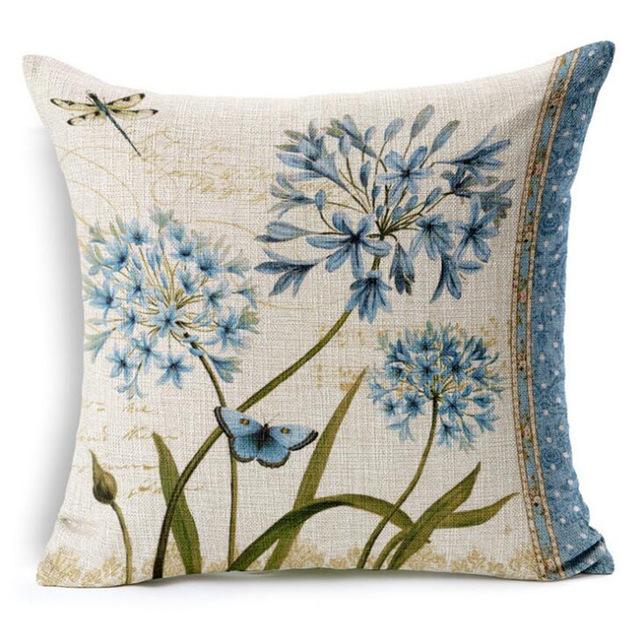 Beautiful Flower Printing Cushion Cover Plants Cotton Linen Throw Pillow Case Decorative Pillowcase For Sofa Cushion Cover Zt105
