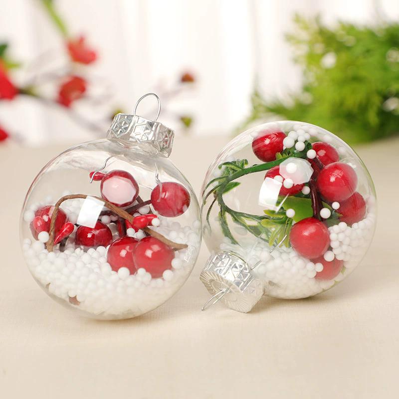 WTEMPO Bolas Decorativas Transparentes de Natal Ornamento de Esfera de Plástico Preenchível para Árvore de Natal Bolas Redondas Penduráveis Festa Interna Externa Mini Caixas de Presente