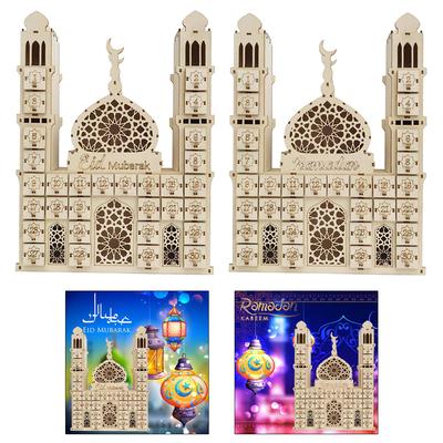 DIY Wooden EID Mubarak Ramadan Calendar with Lamp Home Ornaments