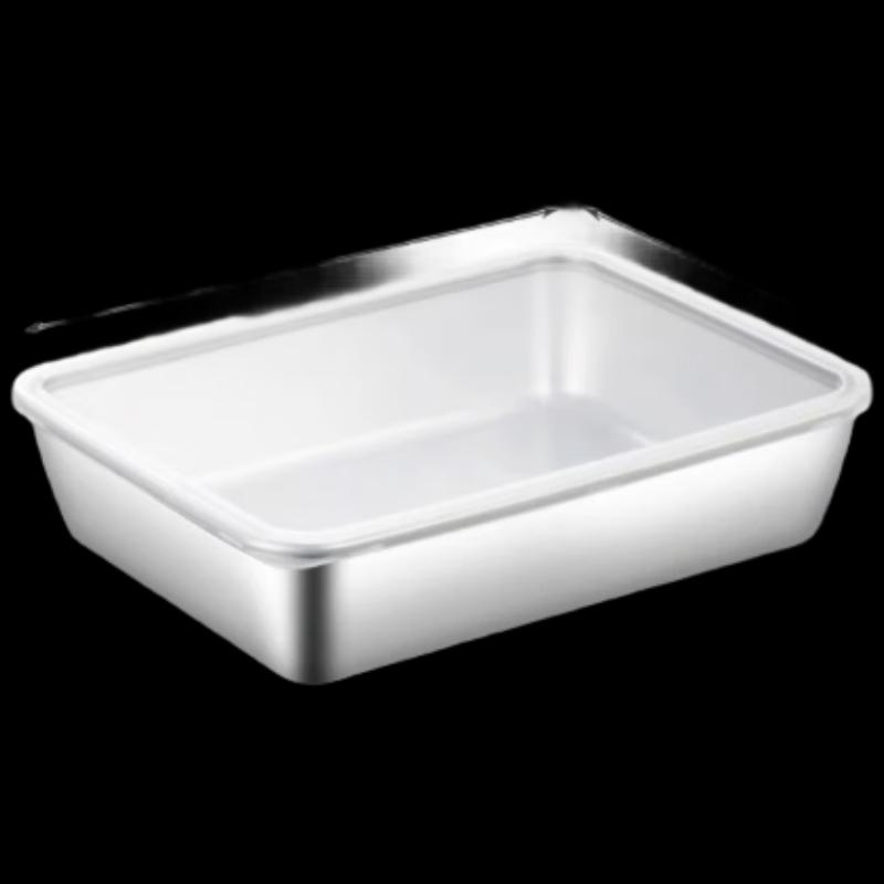 Mengzhang 5-Piece 304 Stainless Steel Square Food Trays with PP Lids