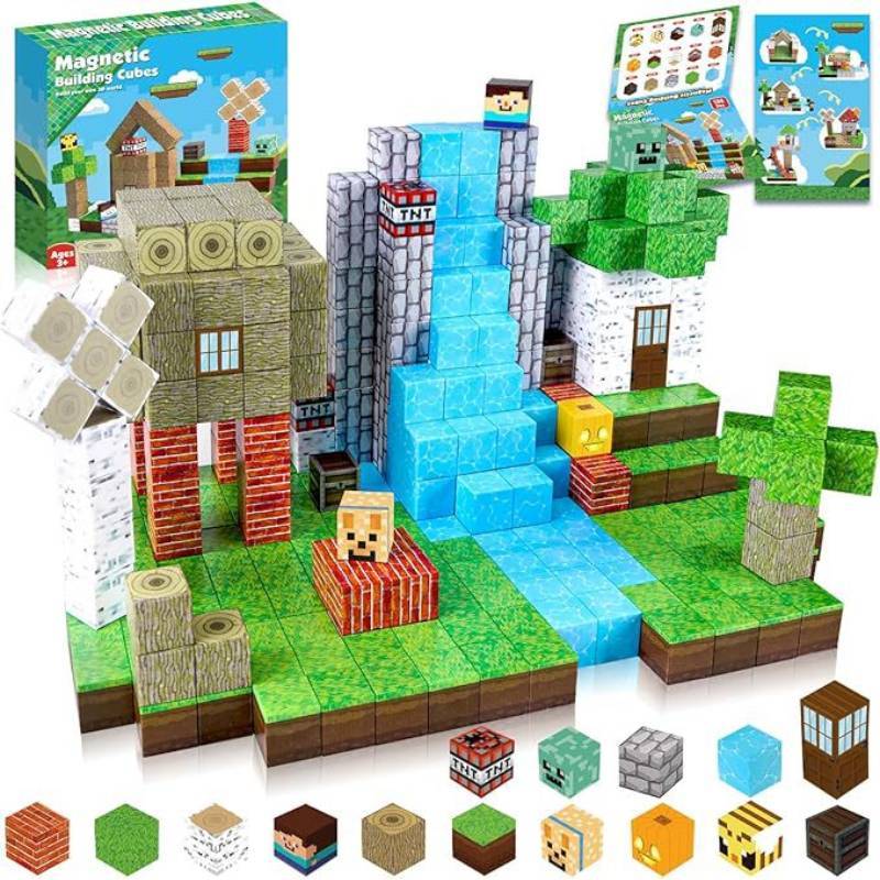 Minecraft Magnetic Building Blocks Set For Kids With Diy Assembly And Brain Development
