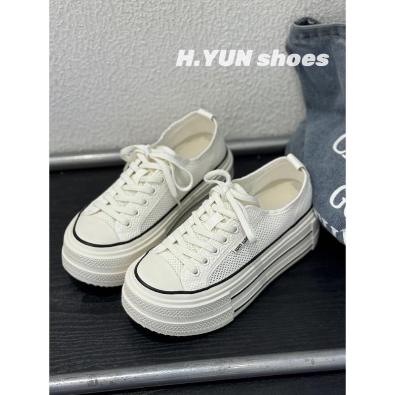 

Summer new thick-soled heightening little white shoes women s shoes casual sports shoes lace-up mesh shoes single shoes tide 35 белый