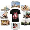 Vintage Red Truck Rose Gnome Print Casual Top Pure Cotton T-shirt