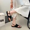 Fashion 2025 New Soft-soled Thin Strap Flat Toe Sandals Women's Summer New Round Head One-line Strap Outward Anti-wear Cool Sandals