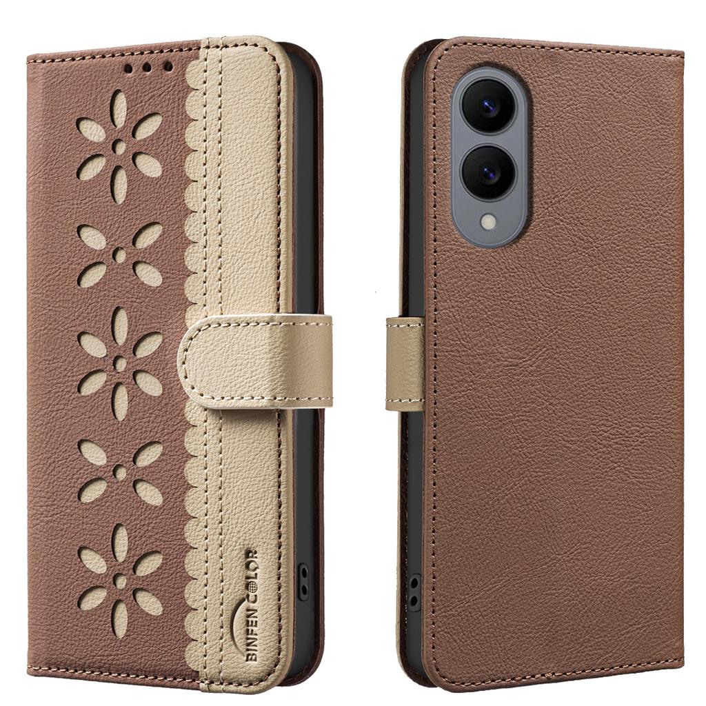 For Samsung Galaxy S25 Edge Leather Case BINFEN COLOR BF36 Floral Pattern Phone Cover RFID Blocking Wallet Stand