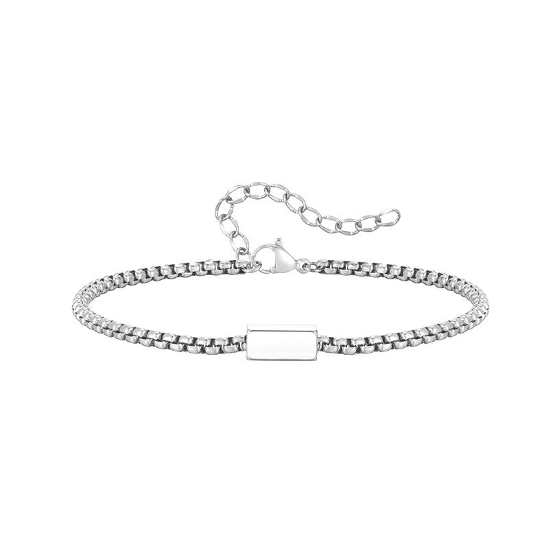 Stainless Steel Square Pearl Chain Round Bracelet Simple Item