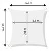 Sunshade Sail, Waterproof, UV Shade, Square, 3.6x3.6, Blue