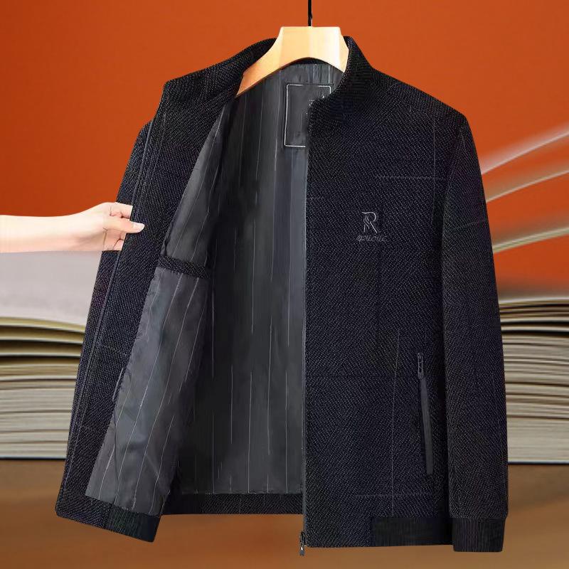 

Luxury Chenille Jacket for Men, Plus Size, Spring/Autumn, Lapel, Business Casual, Dad s Wear 175/L (115-130 kg)