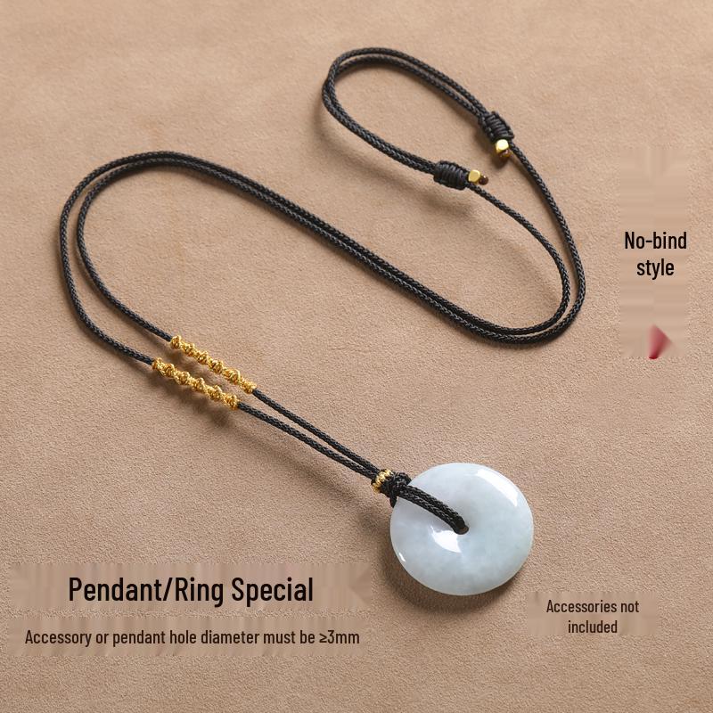 Hand-Woven Black Jadeite Gold Pendant Rope for Men & Women
