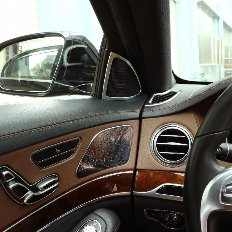 For Mercedes Benz W222 S Class 2014- ABS Silver Car Door Audio Speaker Decoration Frame Trim Cover Interior Car Accessories
