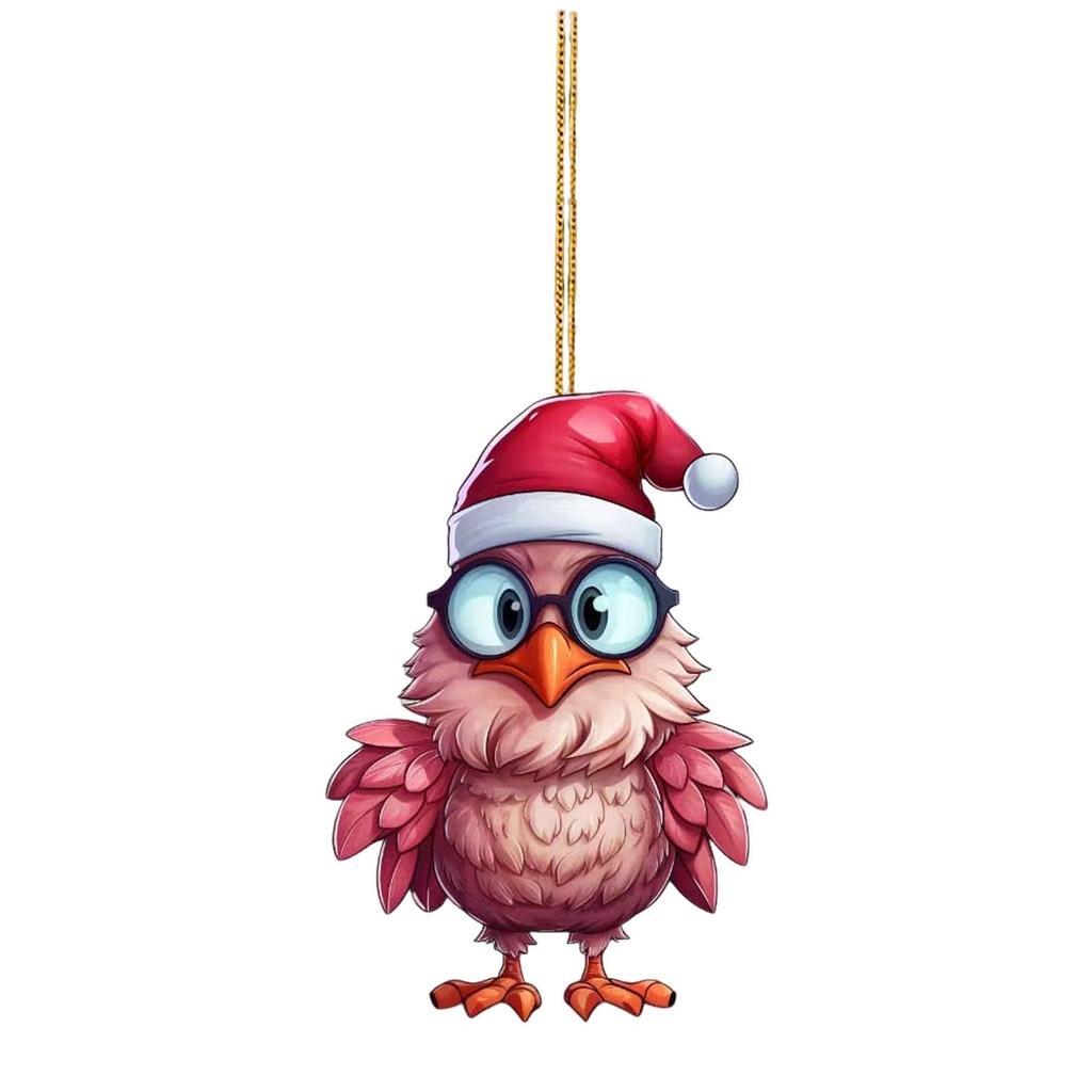 Cute Pink Cartoon Chicken Car Ornament Christmas Tree Decoration For Festive Home Dcor