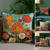 Painted Flowers Pillow Case Sofa and Living Room Decorative Cushion Covers Dust-proof and Mite-proof Invisible Zipper