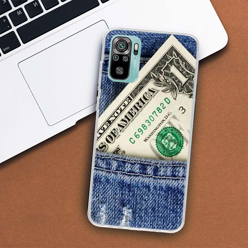 Banknote Dollar Cash Money Phone Case For Xiaomi Redmi Note 14 13 12 12S 11 Pro Plus 11S 10 10S 11T 11E Soft Transparent Shell C