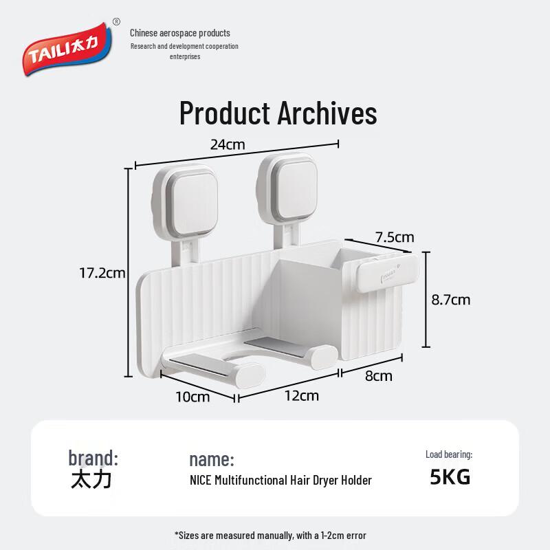 Taile Haartrockner-Aufbewahrungsregal ohne Bohren