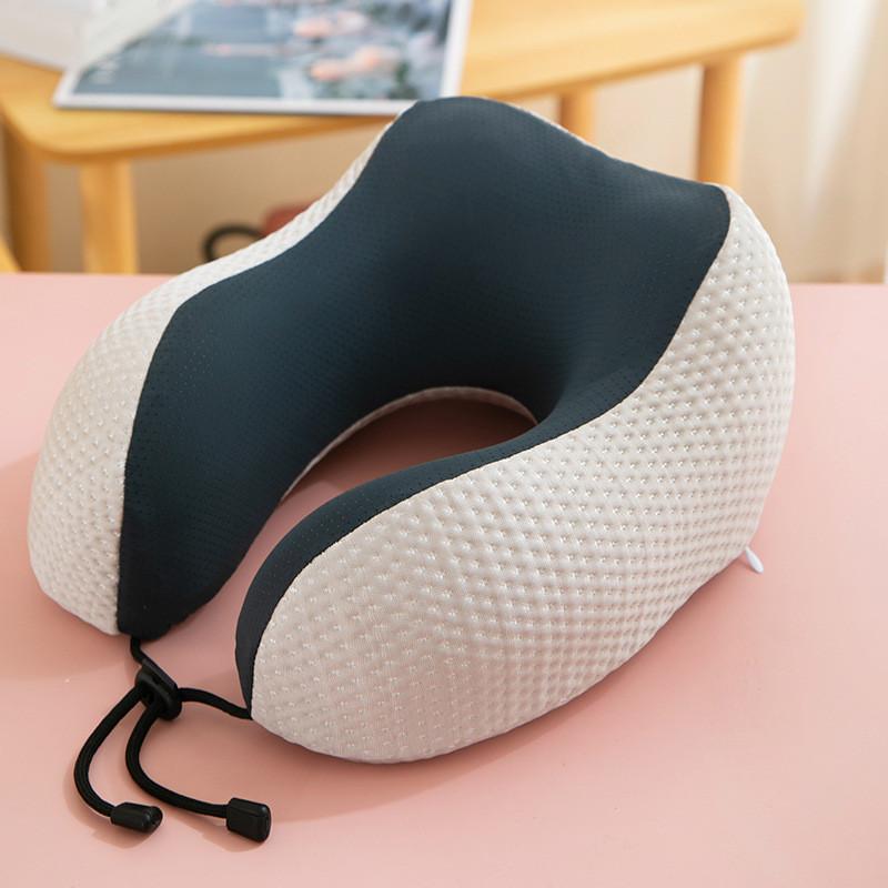 

Travel Ushaped Memory Foam Pillow For Car Airplane Comfort And Neck Support LightBrown