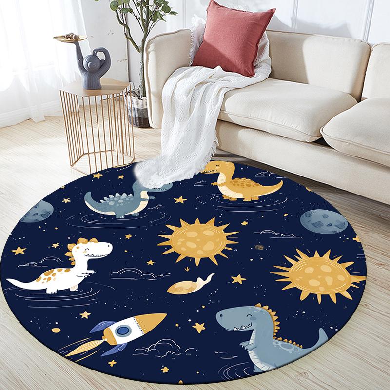 Cartoon Dinosaur pattern round rug,Carpet Rug for Living Room Bedroom Sofa Playroom Decor,Non-slip Floor Mat,Holiday Gifts and Birthday Gifts