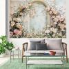 2D Vintage Floral Arch Backdrop Pastel Rose Photography Background