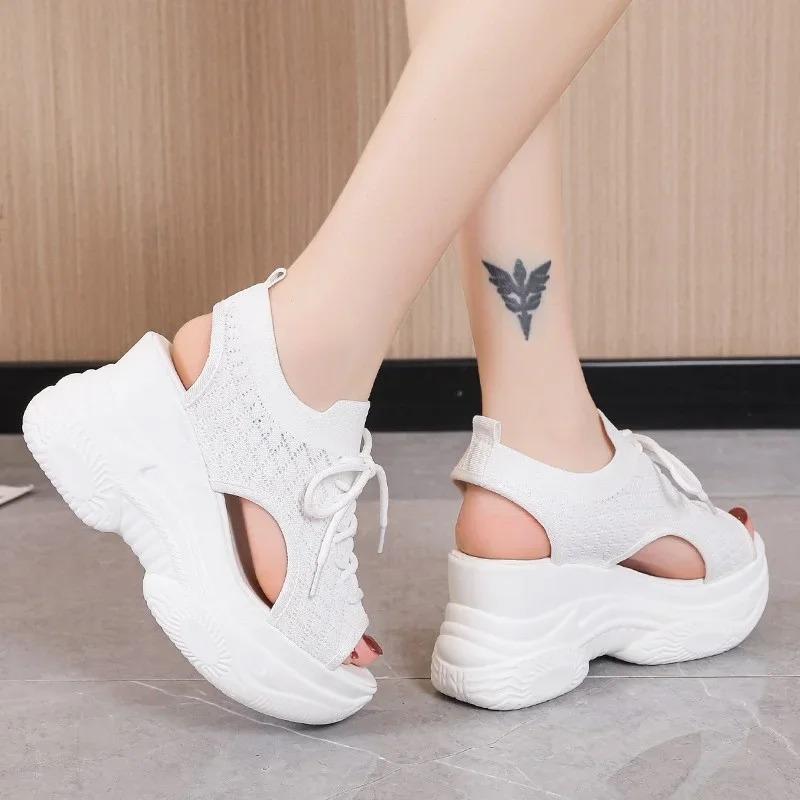 Fashion Women's Shoes 2024 Brand Lace Up Women's Sandals Explosive Style Solid Color Shoes Female Platform Sandals Chaussures Femme Ete