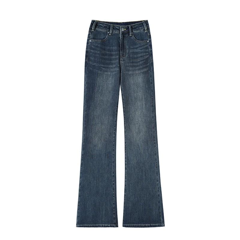 Design-Sense Retro High-Waist Schlagjeans Übergröße für Damen - Nicht klebend, Figurschmeichelnd, Hüftbedeckend Herbst/Winter Stil