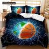 Set Copripiumino Basket Stampa 3D Pallacanestro Fuoco Freddo Luminoso Copripiumino Sportivo Per Bambini Ragazzo Ragazza Set Biancheria da Letto in Poliestere