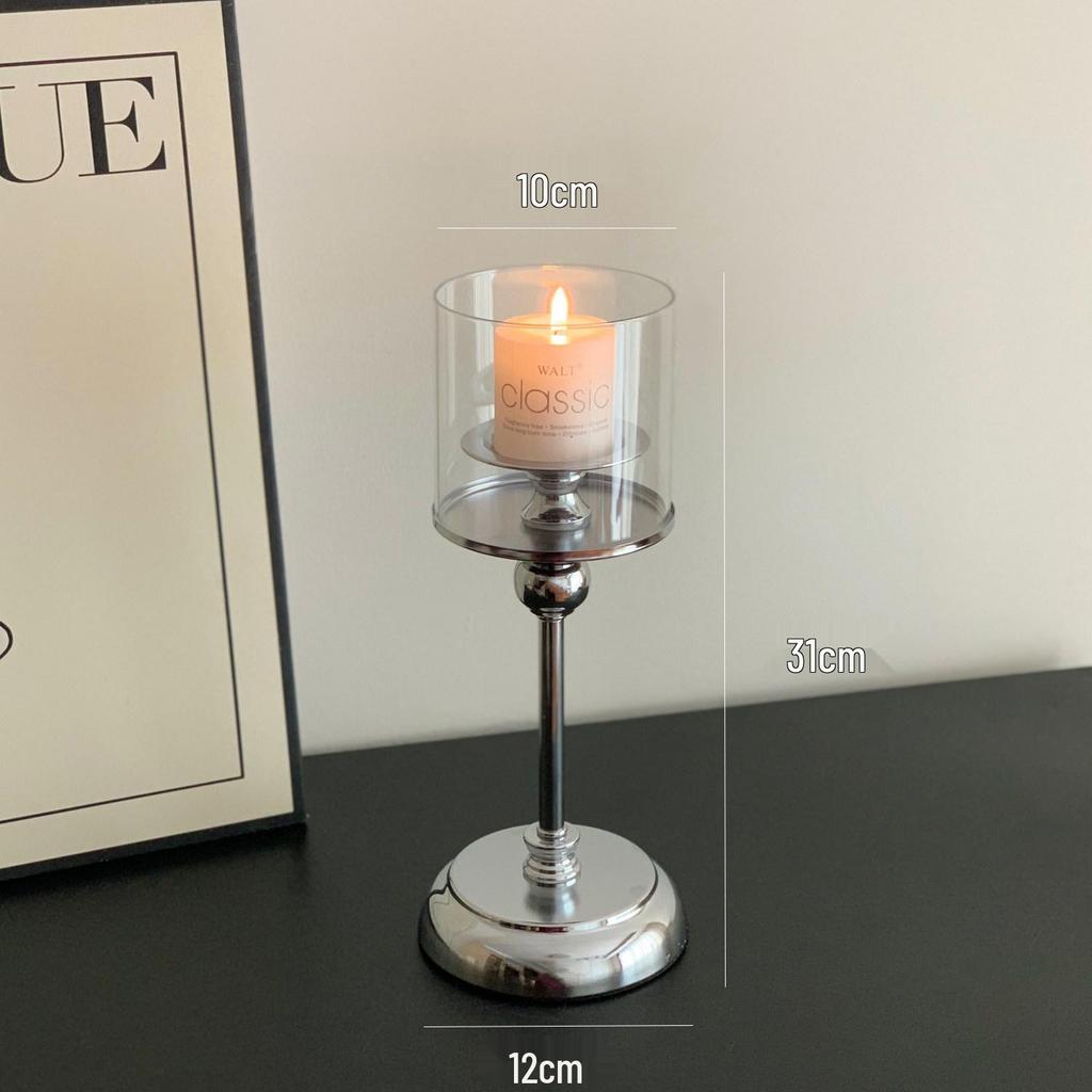 European-Style Retro Candle Holder with Glass Cover - High-Grade New Year Decoration Ornament