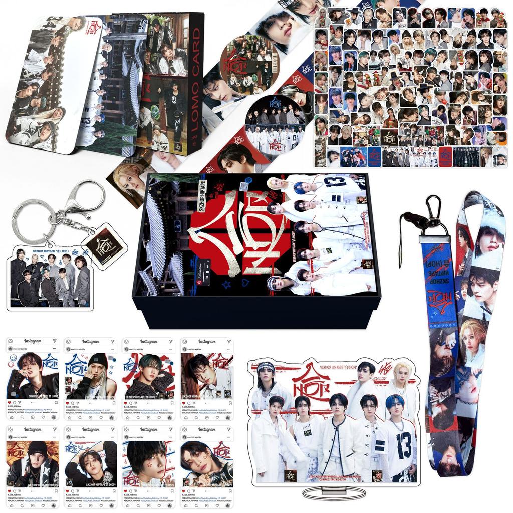 Skzoo Popular Sell Stray Kids Present Case Skz Karma Album Do It Felix Hyunjin Merchandise Kit Key Ring Small Card Decals Pack Fan Present