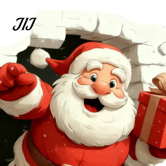 Window Sticker for Glass Christmas Santa Wall Stickers, 3D Claus Reindeer Break-Through Self-Adhesive Indoor Outdoor Holiday Ornaments Decal,