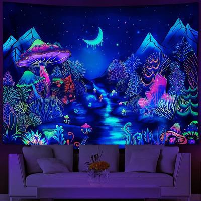 G-LIKE UV Reactive Trippy Neon Tapestries Glow In the Dark Blacklight Trippy Wall Haning Tapestry for Bedroom Party Beach Living Room, 200X150