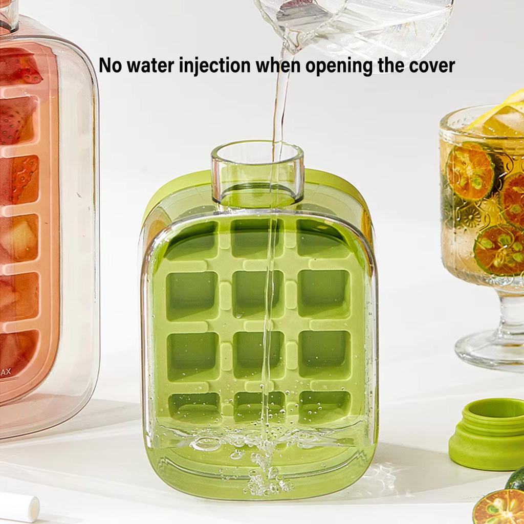 500ML Large Capacity Ice Cube Maker Water Bottle Silicone Tray with Straw for Juice Beverage Cooling Ice Making Stackable Design