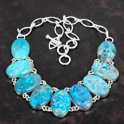 Chrysocolla Necklace 925 Sterling Silver Necklace Adjustable Chain Gemstone Necklace Handmade Necklace Gifts for Women Birthstone Jewelry