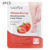Sadoer Masque pour les pieds adoucissant et éclaircissant à la niacinamide à la fraise, traitement rajeunissant, masque pour les pieds