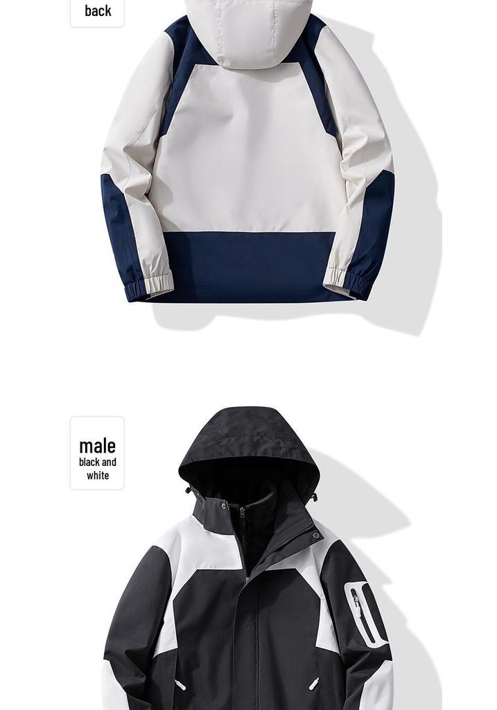 Waterproof 3-in-1 Hooded Mountaineering Jacket for Couples: Men & Women’s Winter Outdoor Windbreaker