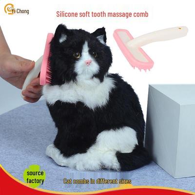 Silicone Soft Bristle Pet Deshedding & Massage Brush for Cats: Hair & Hairball Remover Comb