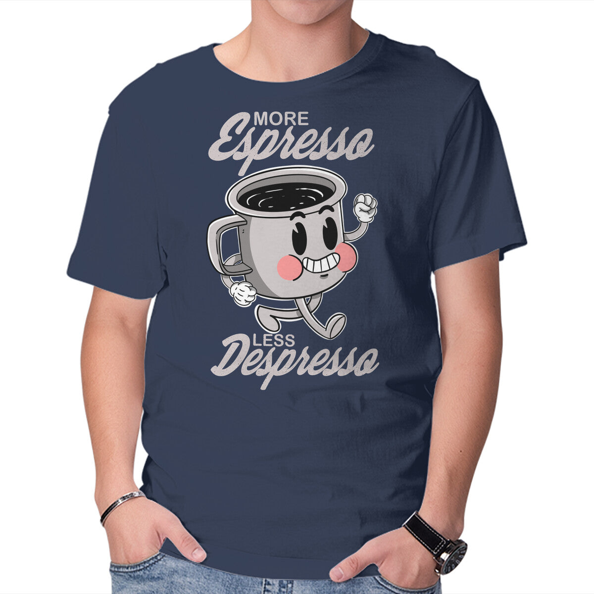 Unisex Crew Neck T-Shirt More Espresso Less Despresso Graphic Short Sleeve Casual Tee XS
