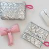 Zipper Button Sanitary Mat Bag Love Bow Credit Card Holder Simple Makeup Organizer  for Woman Girls