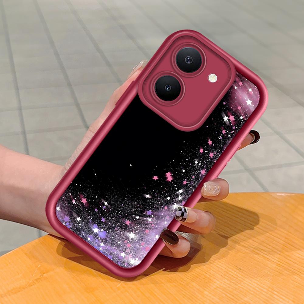 Soft Silicone Square Ladder Printing Pattern Phone Casing Full Cover Camera Shockproof Protection Rubber Case for Vivo