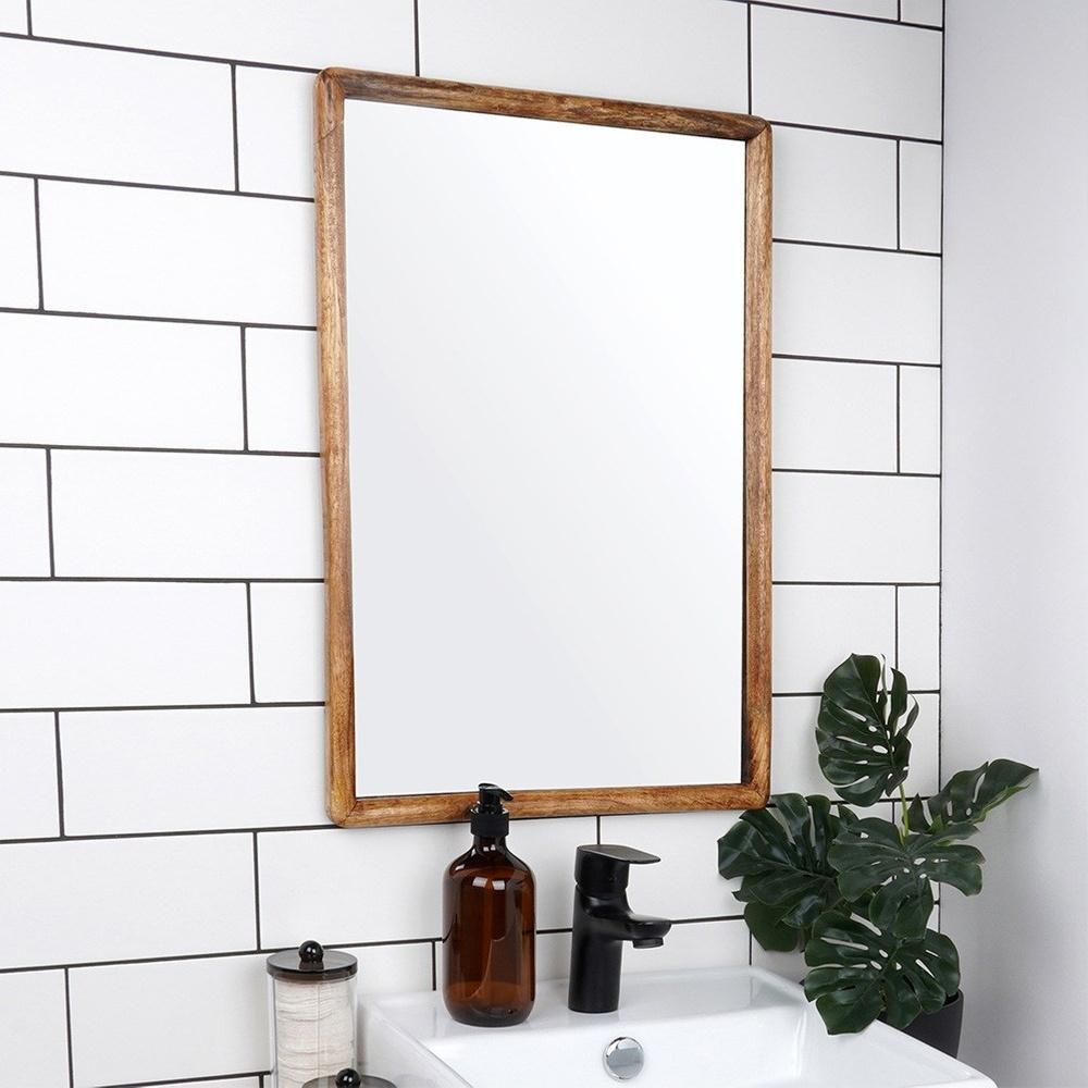 Lustro Ścienne Dekoracyjne Wiszące Drewnianej Ramie Prostokątne 40x60 cm