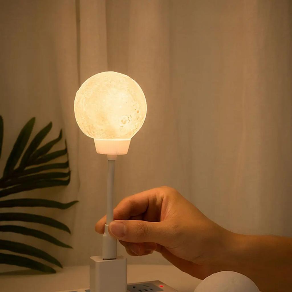 Intelligent Voice Control Moon Ball Night Light Customizable Timer USB Charging Bedroom Bedside Lamp