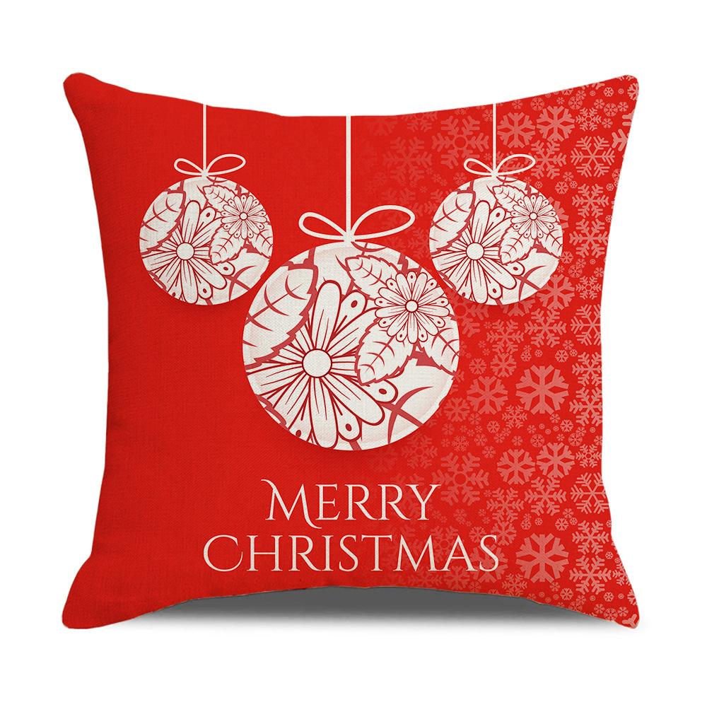 New Red and White Christmas Pillowcase Homewares Cartoon Elk Linen Sofa Pillowcase