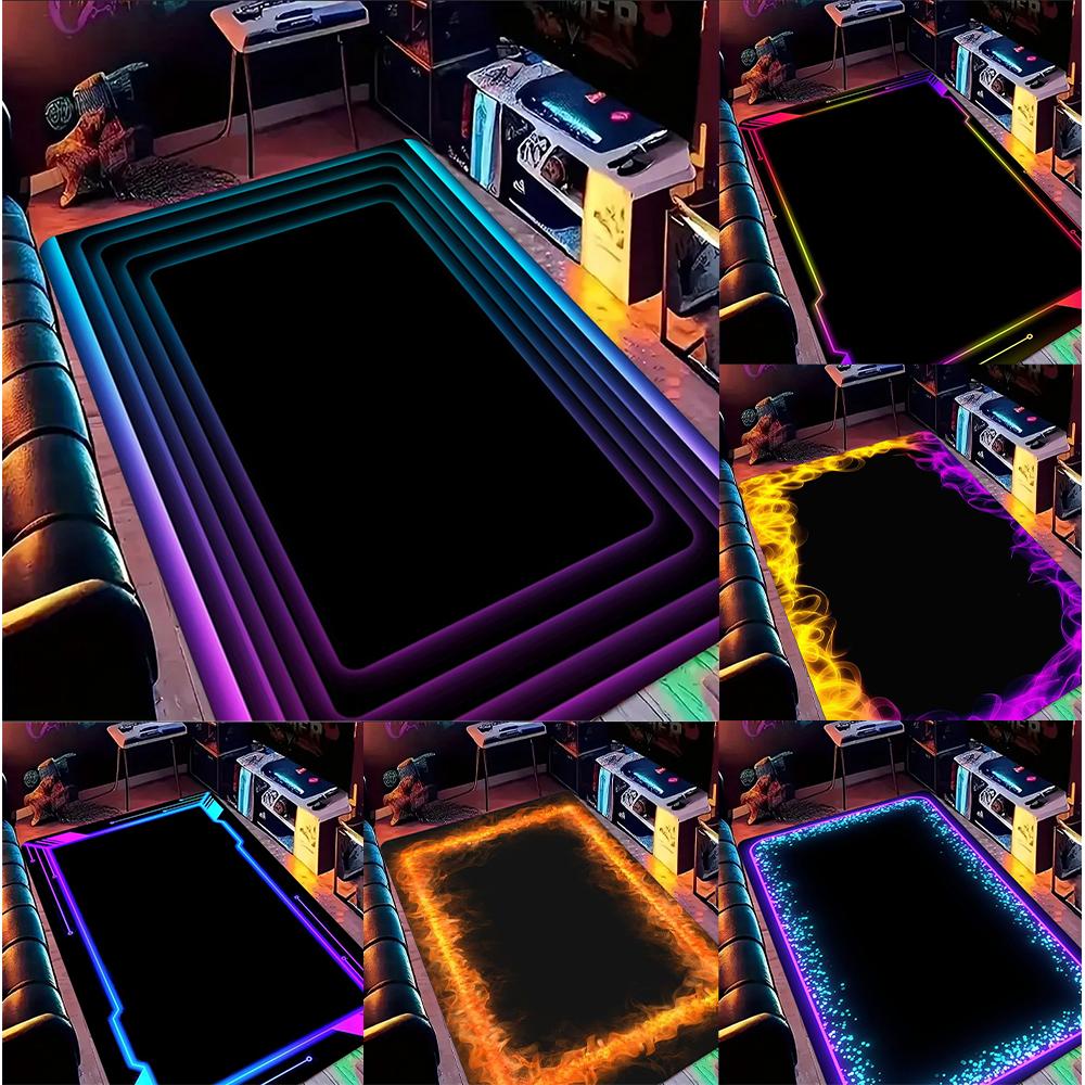 Neon LED 3D Illusion Spiral Grid Tunnel Carpet Visual Impact Gaming Esports Room Carpet Living Room Home Decoration Gift