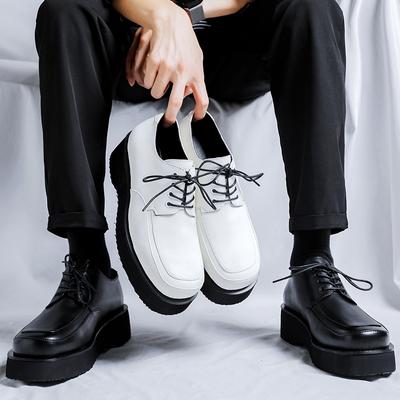 Men Casual Business Wedding Formal Dress Genuine Leather Shoes Lace-up Platform Shoe Gentleman Black White Footwear Zapatos Male
