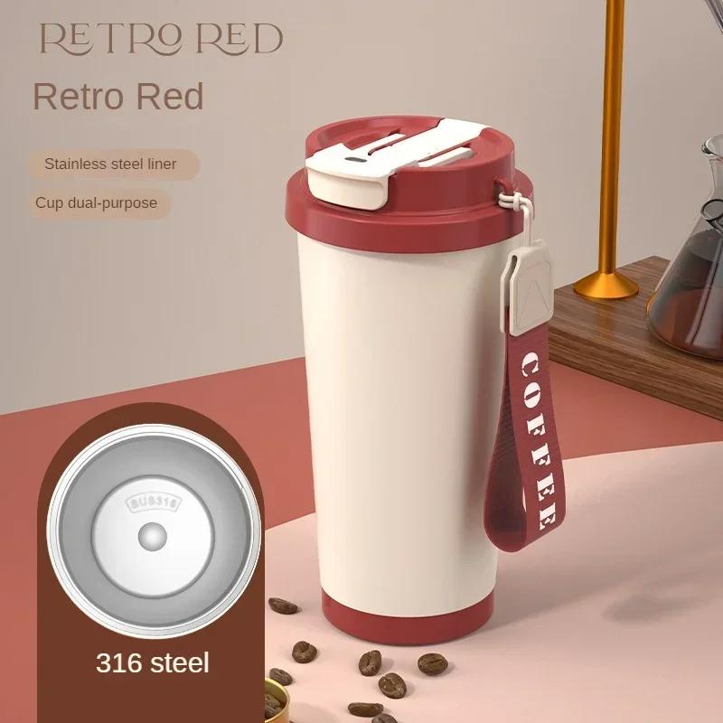 500ML Large Capacity Ceramic Vacuum Flasks Reusable Double Wall Thermoses Stainless Steel Coffee Mug Insulated Cup Drinkware