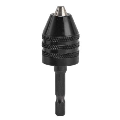 Keyless Drill Chuck Impact Driver Bit Adapter Converter 3 Jaws 14in Hex Shank 0.6?8mm Black