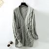 Autumn & Winter New Fashion Casual Fried Dough Twists Knot Knitted Cardigan Women's Vintage Loose Medium Length Sweater Coat