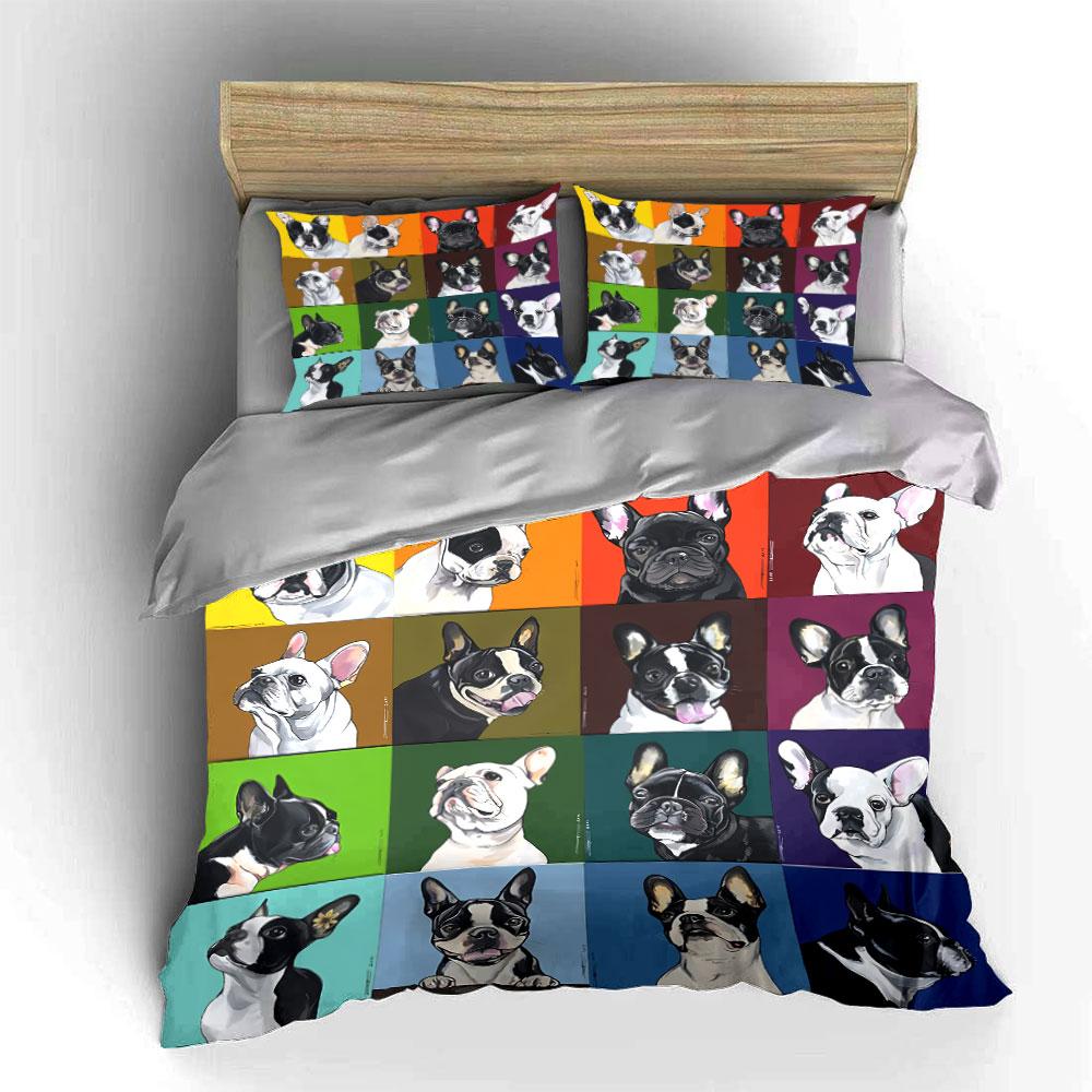 French Bulldog Pop Art Bedding Duvet Cover Set Duvet Cover Pillowcases  (1*Duvet Cover 2*Pillowcases, Without Duvet Insert)