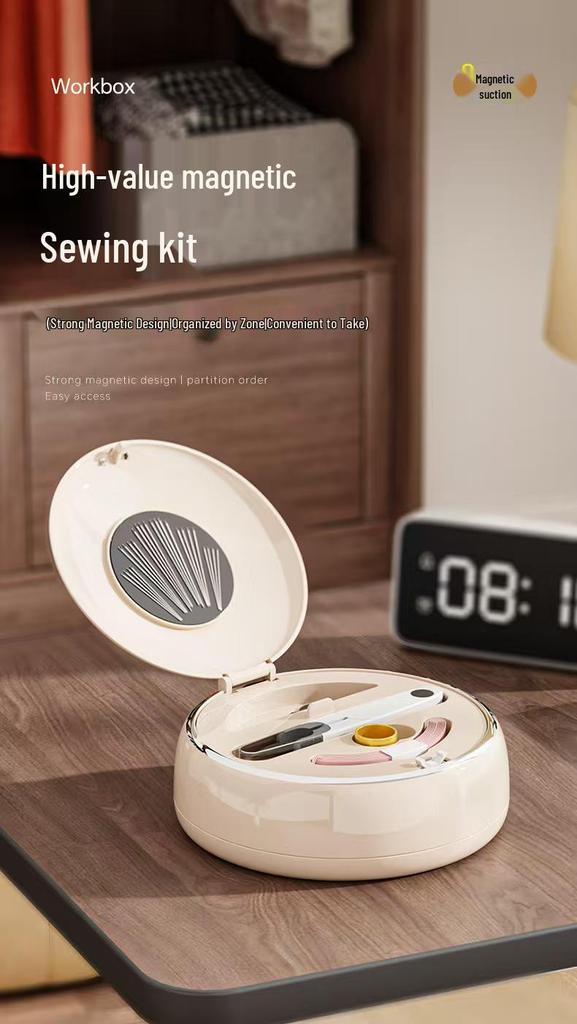 Portable High-Quality Sewing Kit with Magnetic Needle Box and Multifunctional Thread Tools