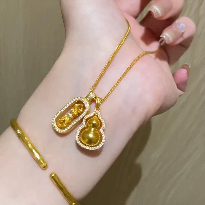 Chopin Necklace: Pixiu Vajra Diamond Gourd Pendant Layered Clavicle Chain