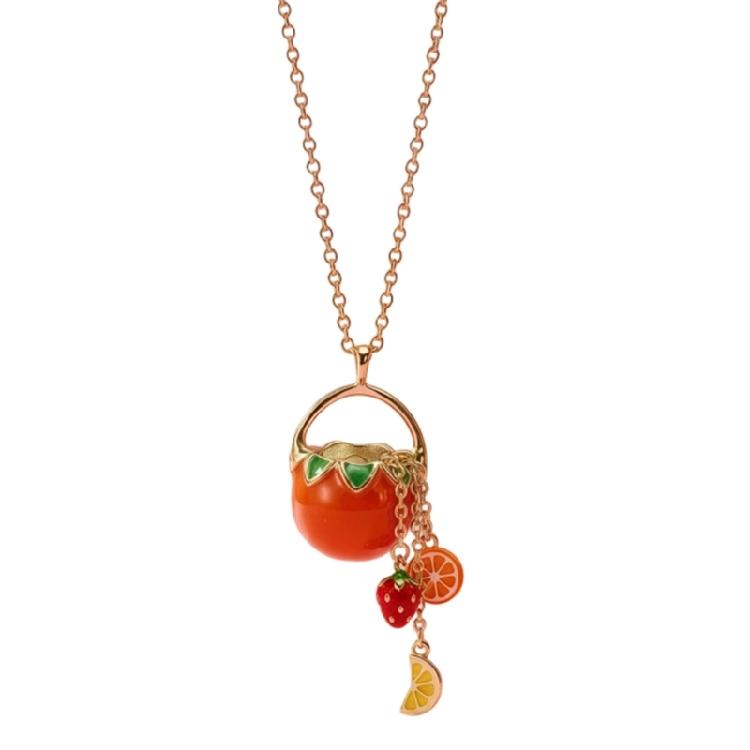 Stylish Fruit Inspired Tassels Pendant Necklace Minimalist Versatile for Casual Work Party Collarbone Length Accessory