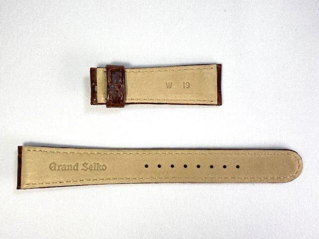 DEY9AW SEIKO Grand Seiko 19mm Leather Crocodile for and other models Strap, Brown, SBGM021/ SBGR061/ SBGM003/ SBGL017