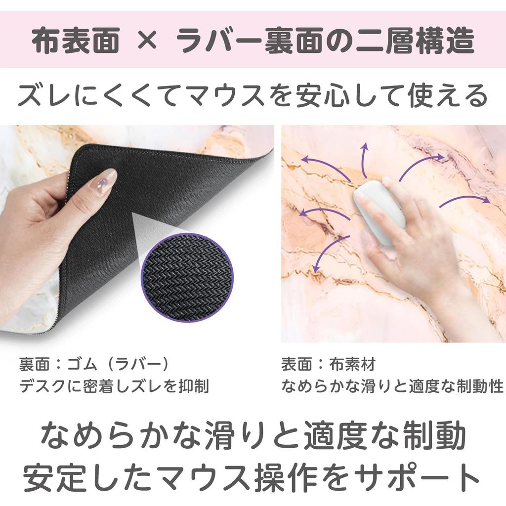 RIZES Large Gaming Mouse Pad, Non-Slip, 800x300mm, 2mm, Waterproof, Wide, Rubber, Marble
